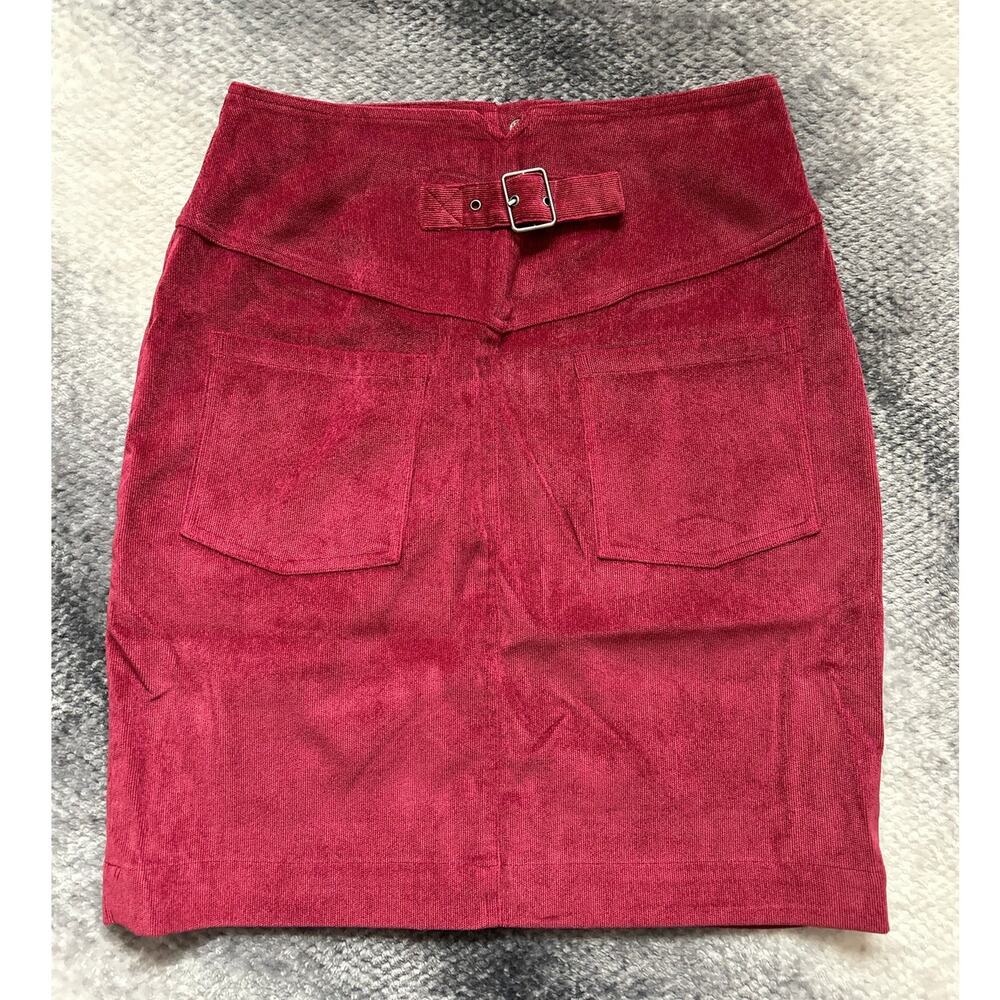 Rebecca Minkoff Brielle Red Corduroy Pocket Button Pencil Skirt Size 0 XS - Picture 7 of 11